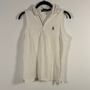 Polo by Ralph Lauren White Sleeveless Top with Purple Accents
